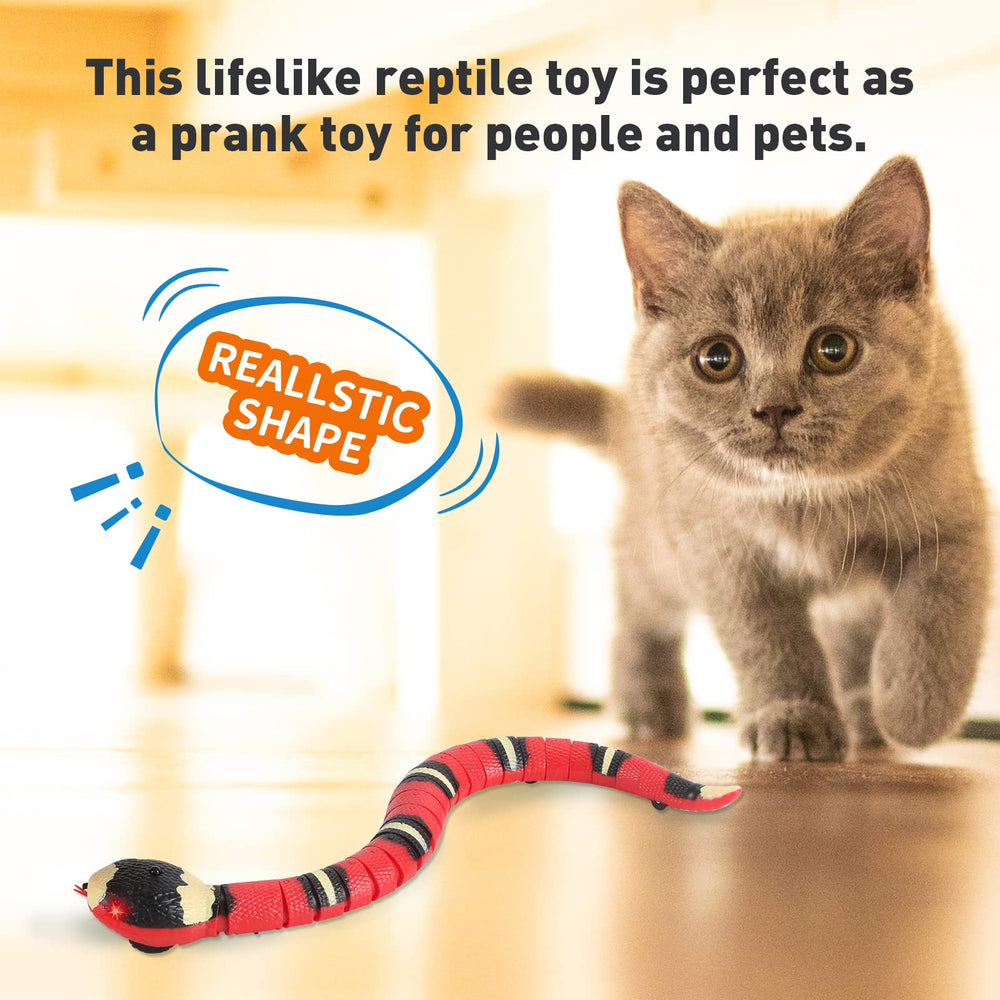 Serpiente interactiva FauKait para gatos con acción de deslizamiento suave.