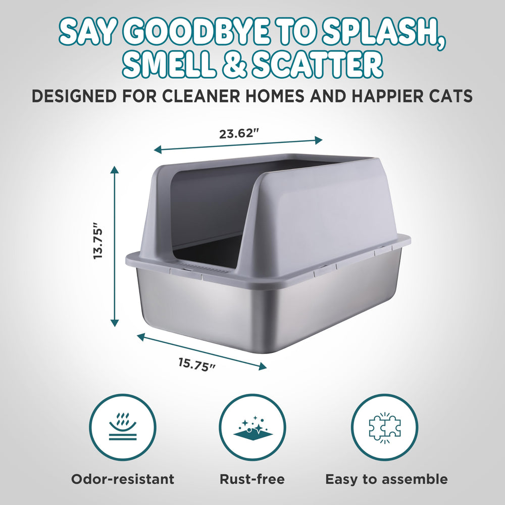 Tapa superpuesta Faya Pets, diseño antiderrame para gatos que orinan alto.
