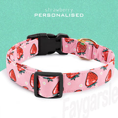 Collar Faygarsle de algodón rosa con hebilla ajustable para un ajuste seguro.