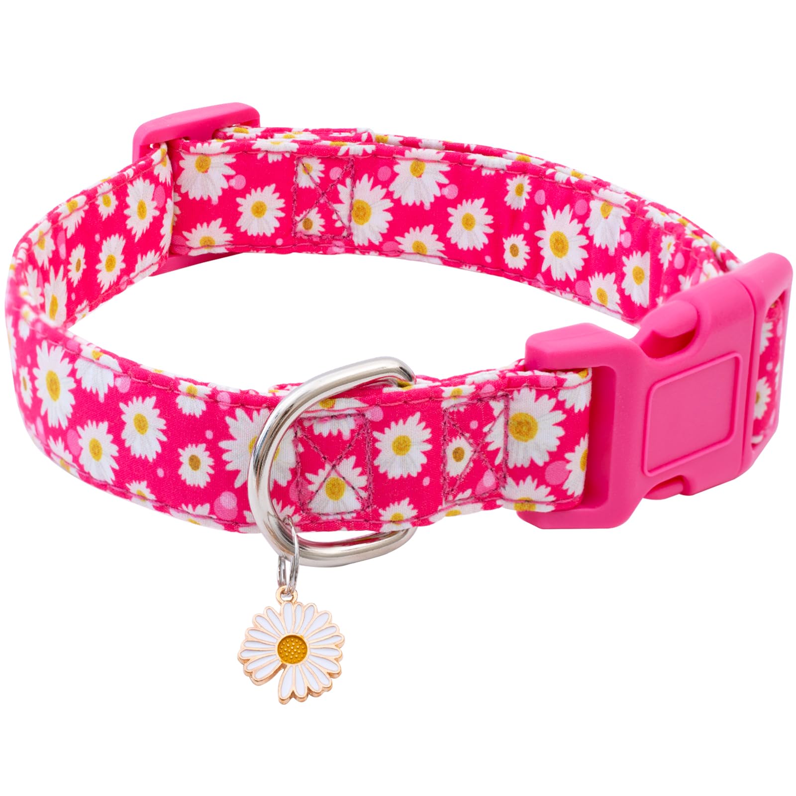 Collar Faygarsle de algodón rosa con flor, cómodo para paseos diarios
