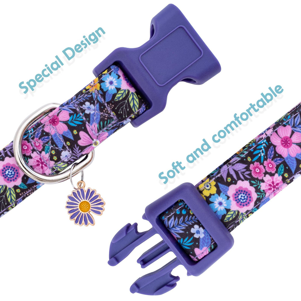 Collar Faygarsle de algodón, uso diario cómodo, estilo floral morado.