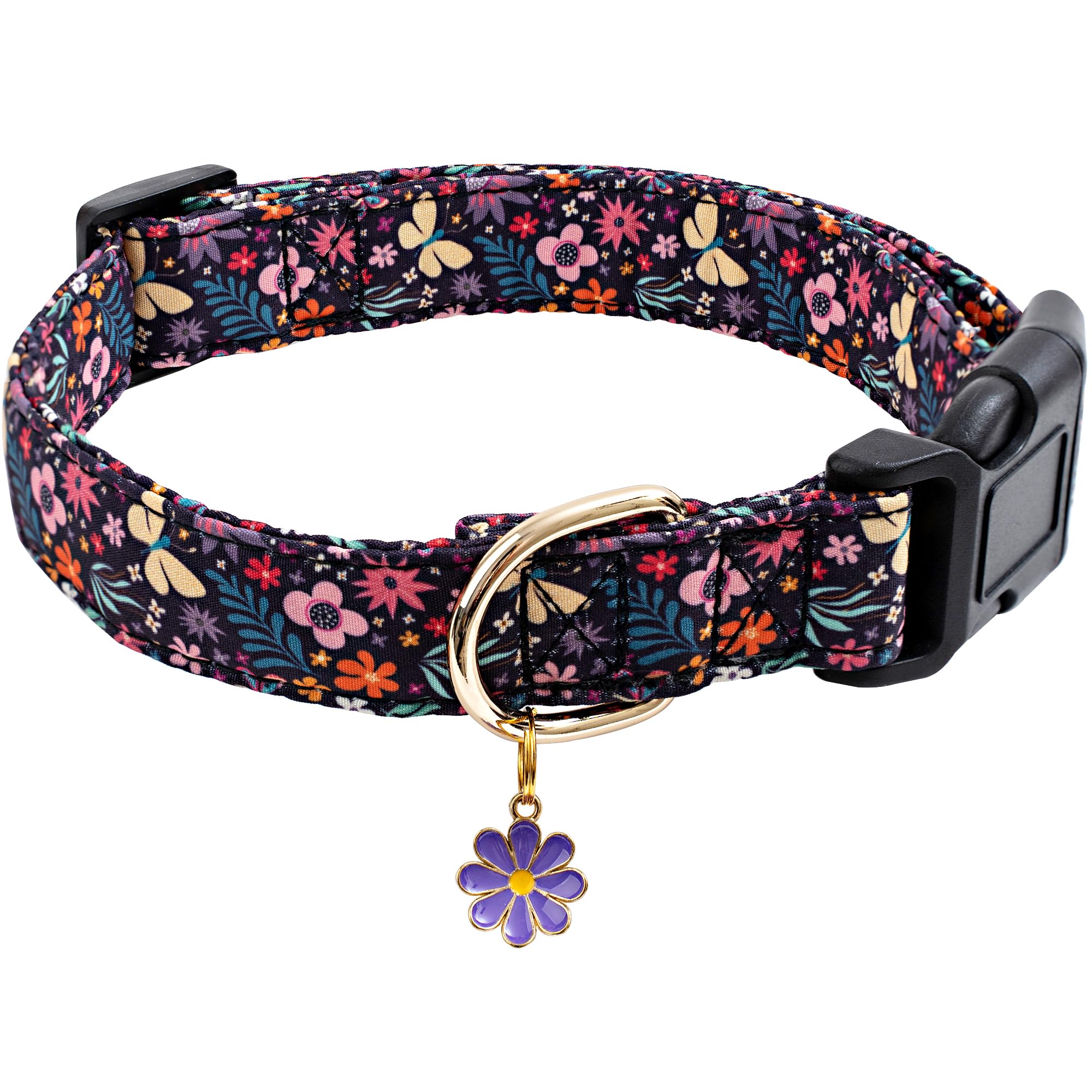 Faygarsle collar de algodón con flor morada, cómodo para paseos