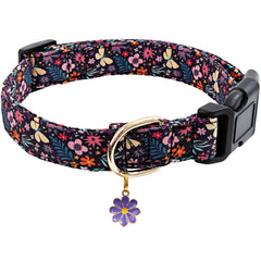 Faygarsle collar de algodón con flor morada, cómodo para paseos