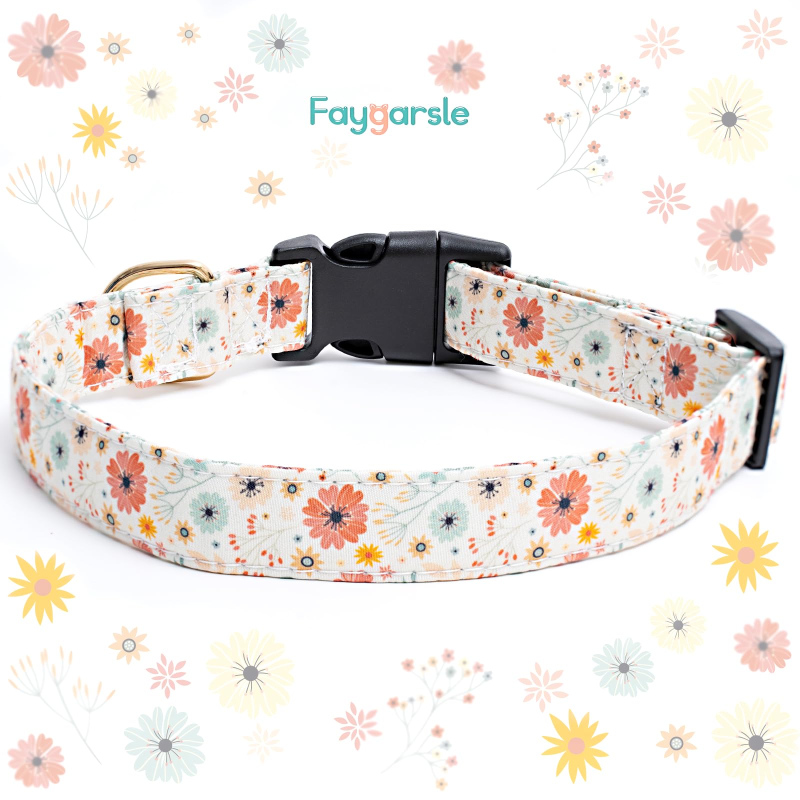 Faygarsle collar para perro con cierre rápido y aro dorado