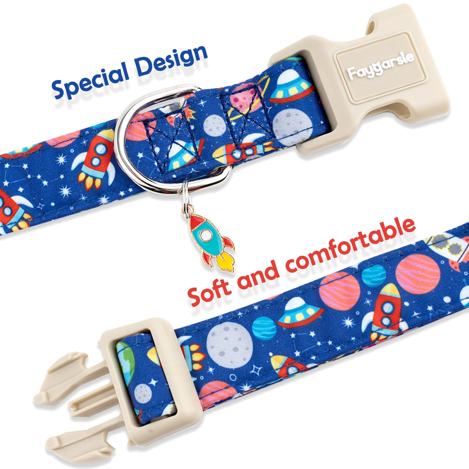 Faygarsle collar espacial cierre rápido para ajuste cómodo y seguro.