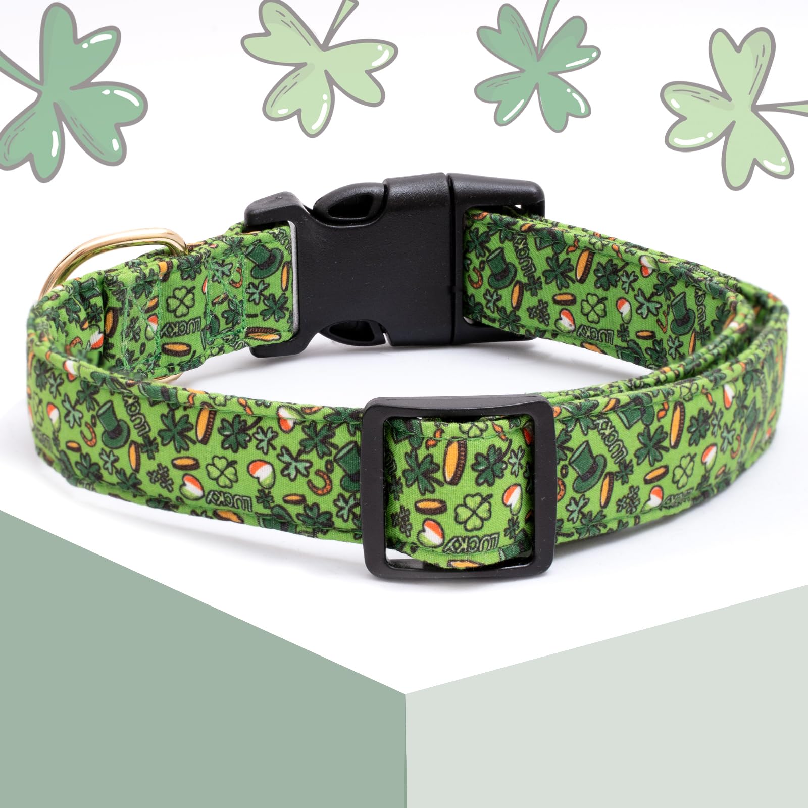 Collar Faygarsle verde con diseño de trébol y algodón suave para uso diario.