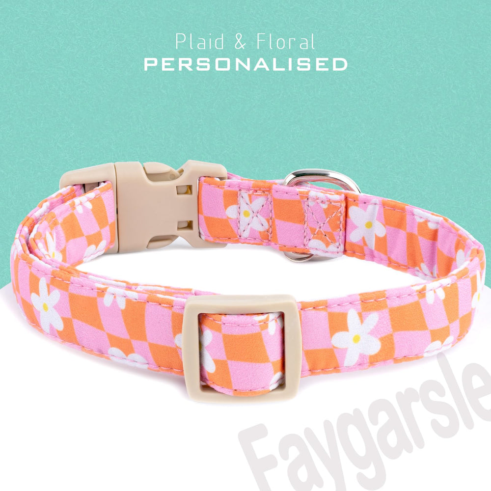 Detalles de margaritas blancas en Faygarsle collar para perro.