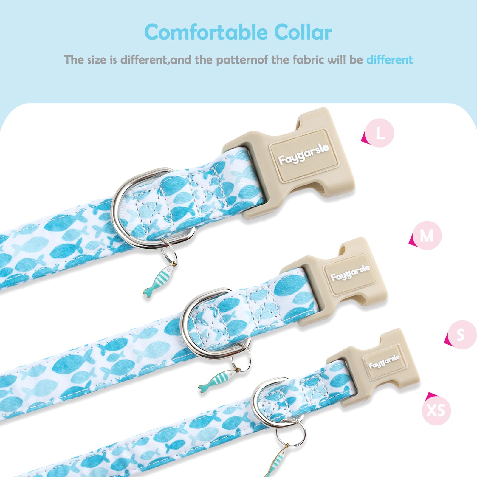 Faygarsle collar azul-blanco para perros modernos durante salidas diarias