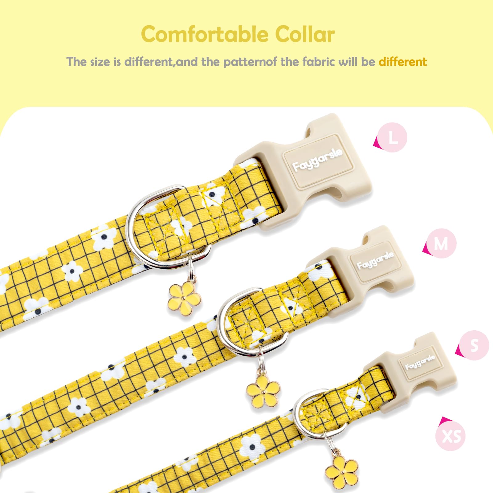 Collar Faygarsle con diseño a cuadros amarillos y flores, añade estilo veraniego.