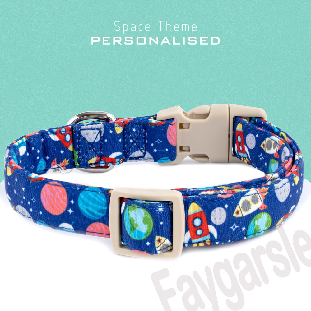 Collar Faygarsle con tema espacial planets, mejora visibilidad y estilo en paseos.