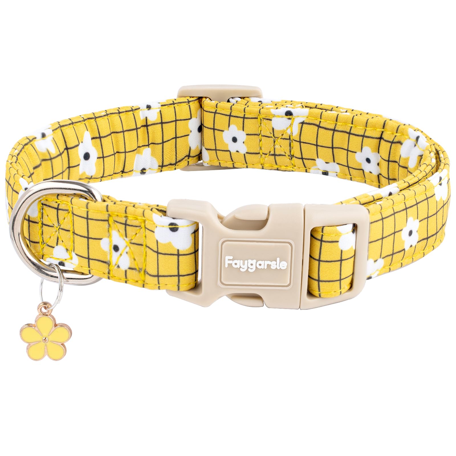 Collar Faygarsle floral amarillo con flores blancas, perfecto para paseos veraniegos y estilo alegre.