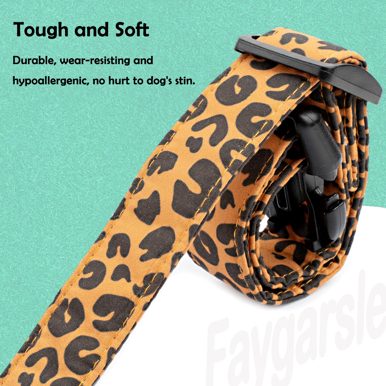 Collar Faygarsle Leopardo Marrón, hebilla de plata, cierre seguro para salidas al parque.