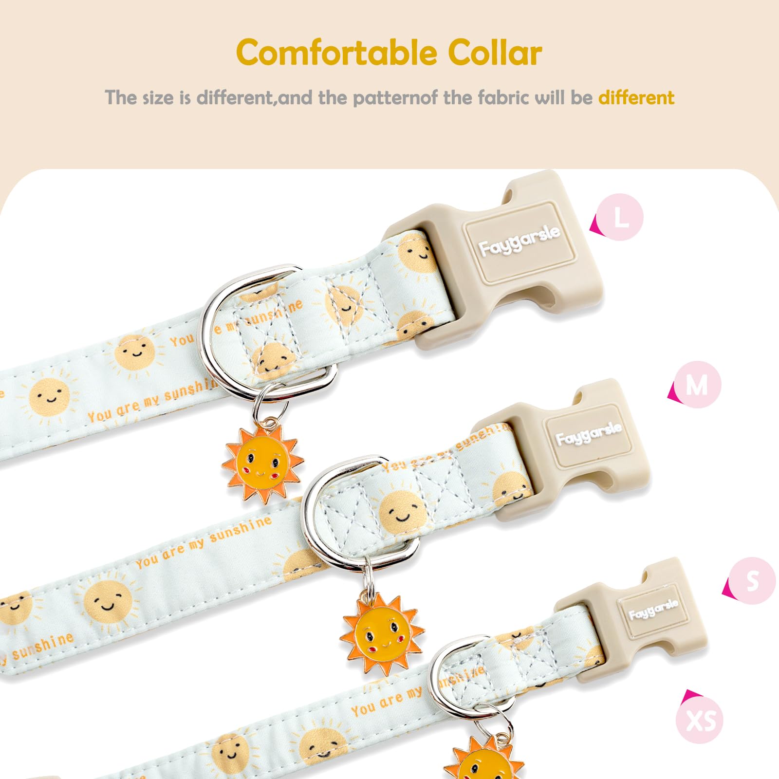 Collar Faygarsle, Patrón Sol, ideal para paseos de primavera.