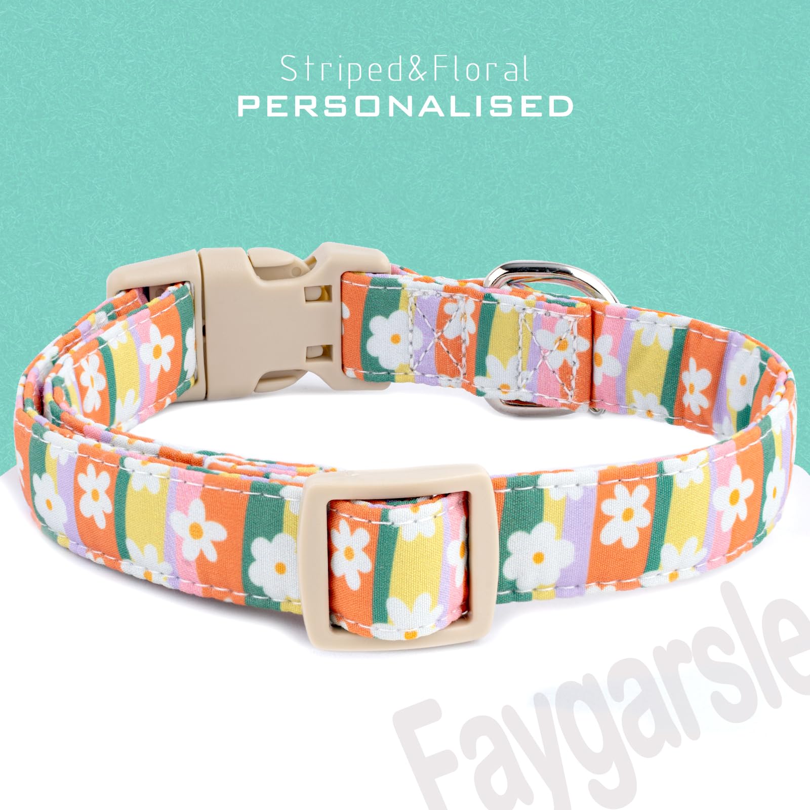 Collar Faygarsle en tela de algodón con rayas coloridas y tacto suave.