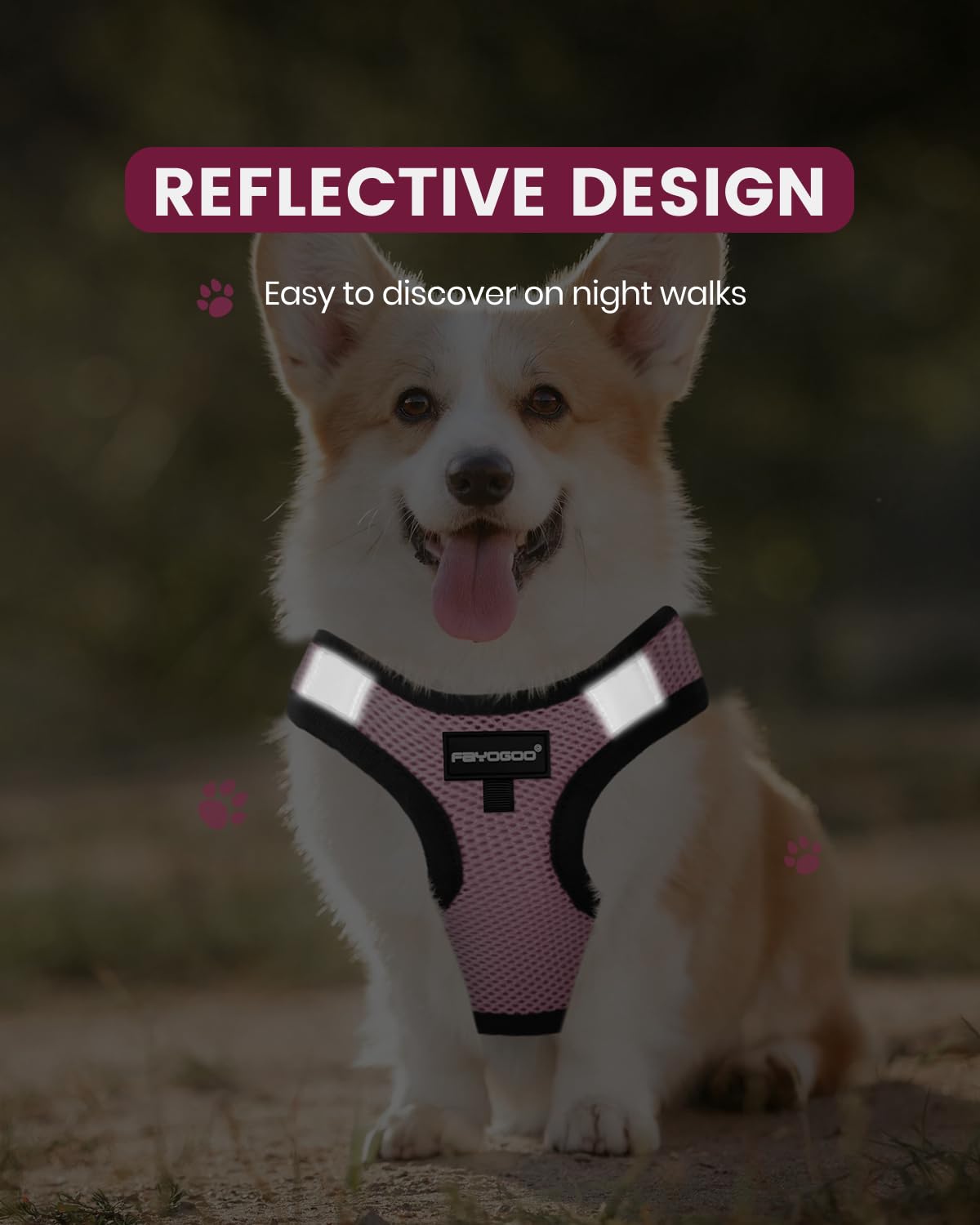 FAYOGOO arnés servicio perro pequeño parches removibles para personalizar.