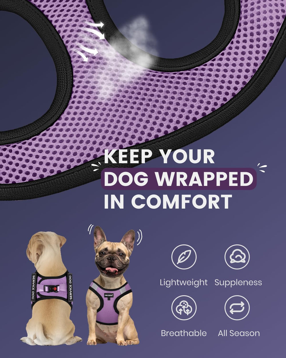FAYOGOO arnés de servicio para perro pequeño con reflectores para salidas nocturnas.
