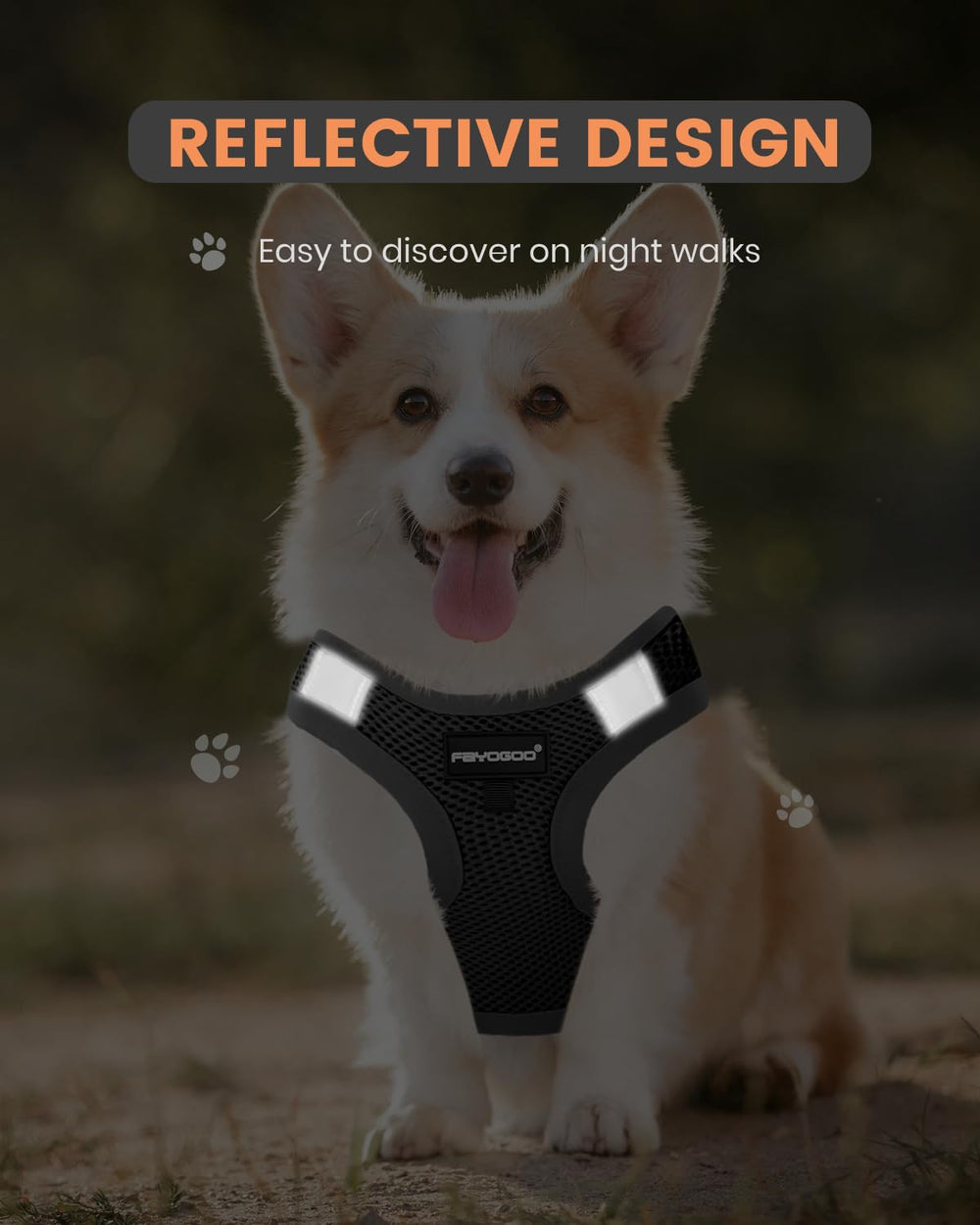 FAYOGOO arnés reflectivo para perro, mayor visibilidad nocturna.