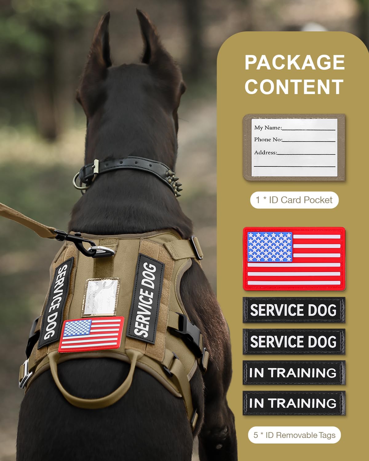 FAYOGOO arnés táctico para perro medio con parches desmontables para personalización.