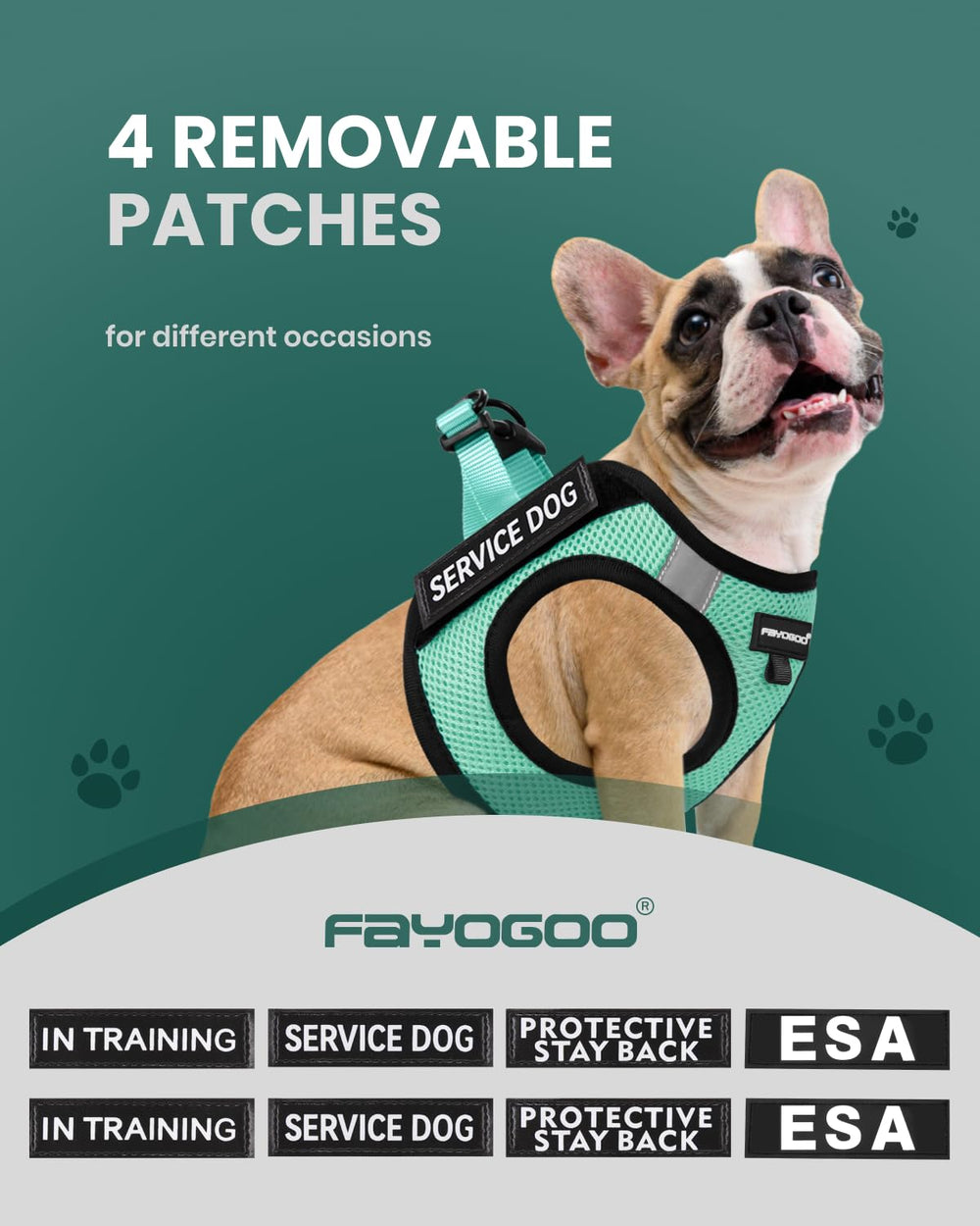 FAYOGOO parches removibles, seis piezas para identificar entrenamiento o servicio.