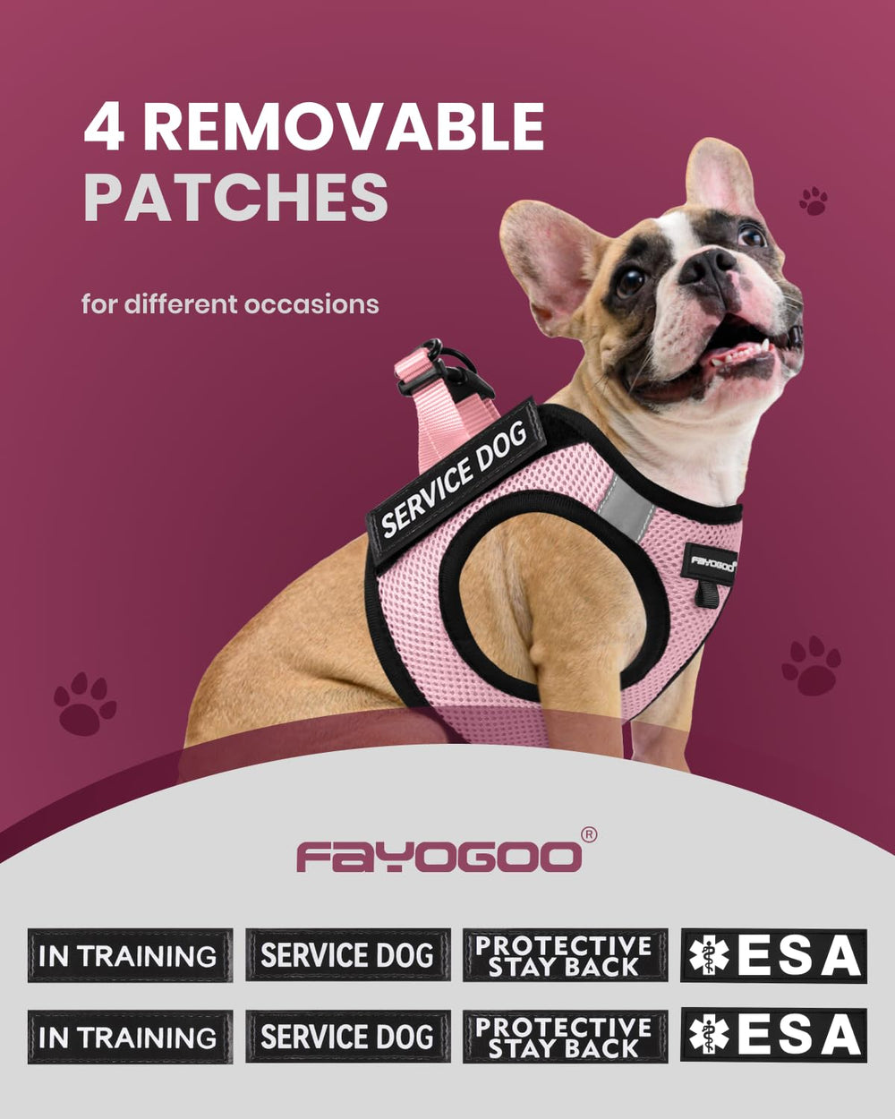 FAYOGOO arnés de servicio para perros: diseño de paso para ponérselo fácilmente.
