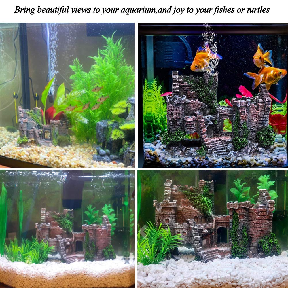 Fazhongfa Castillo de acuario, base plana para fijar al fondo.