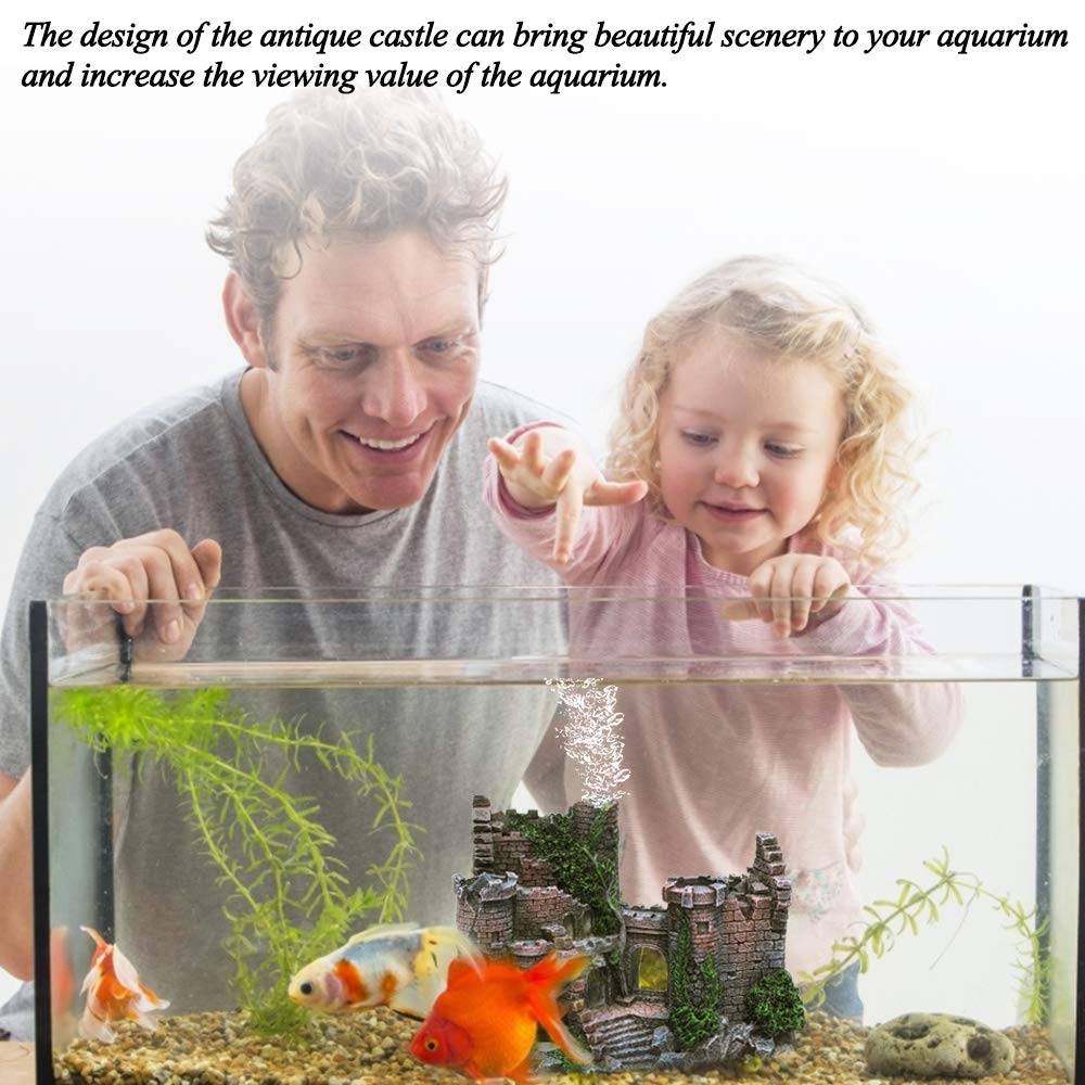 Fazhongfa Castillo de acuario, resina ecológica, segura y duradera.