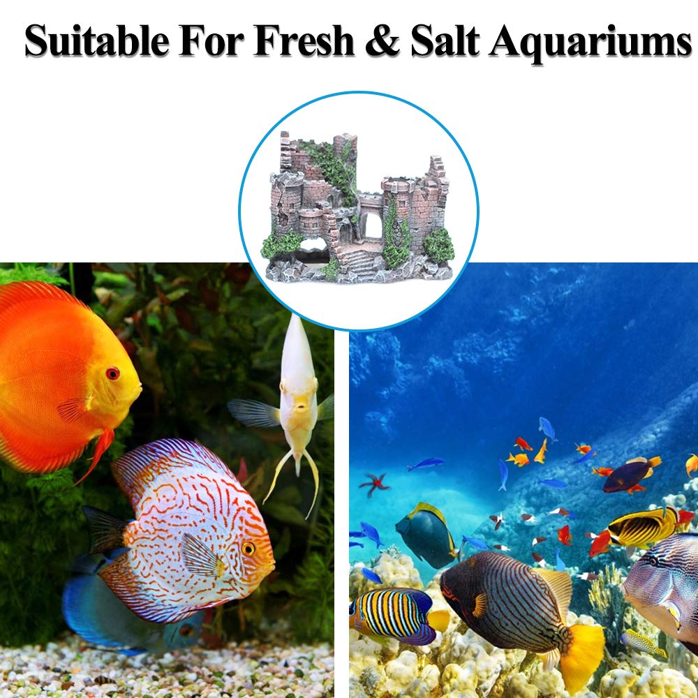 Fazhongfa Castillo de acuario, compatible con tanques pequeños y medianos.