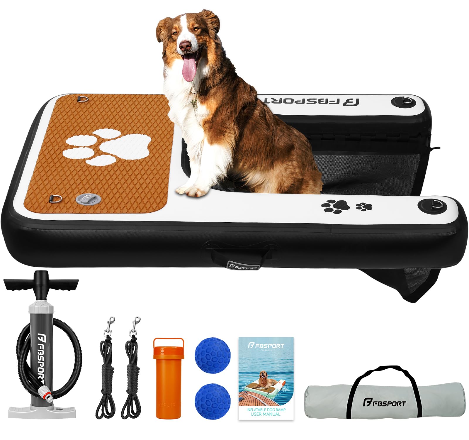 FBSPORT rampa inflable para perros facilita acceso seguro al agua