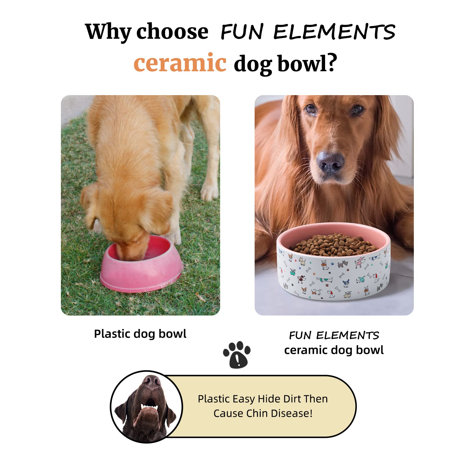 FE FUN ELEMENTS tazón apto para lavavajillas y microondas, cerámica.