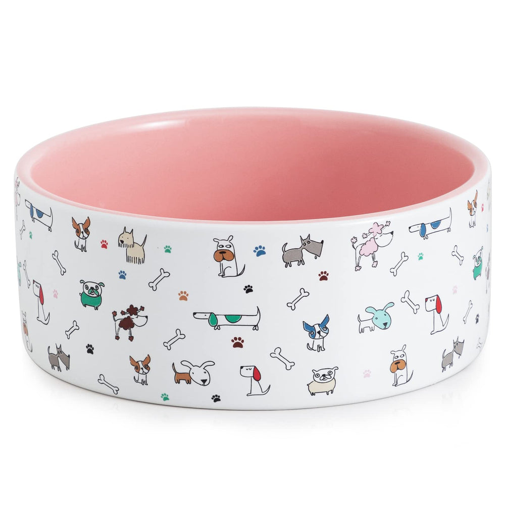 FE FUN ELEMENTS tazón cerámico grande para perros rosa, 64 onzas, fácil de limpiar.