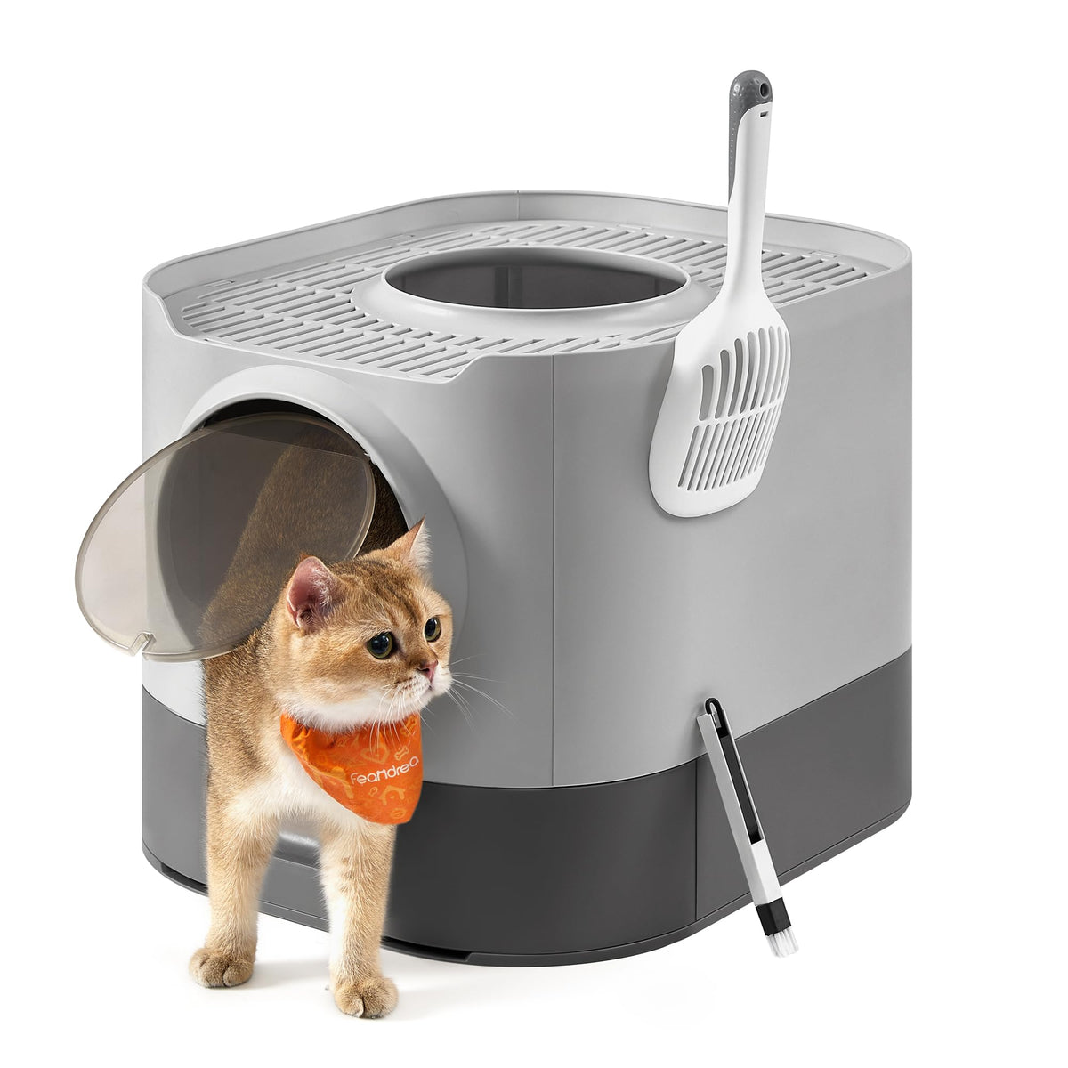 Feandrea caja de arena para gatos con tapa XL facilita la limpieza.