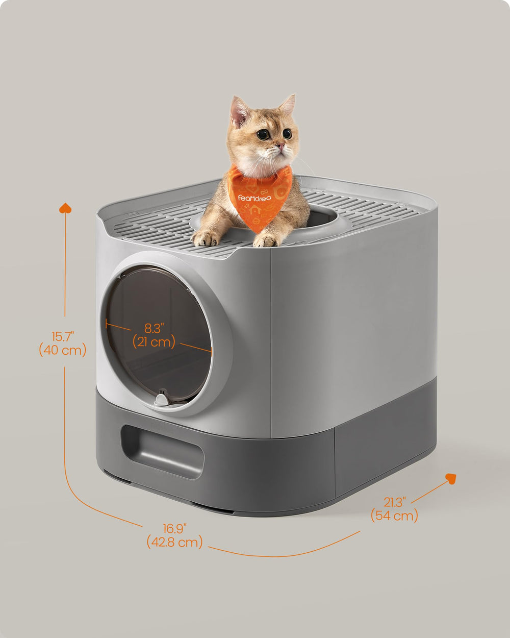Feandrea interior espacioso para gatos de todos los tamaños.