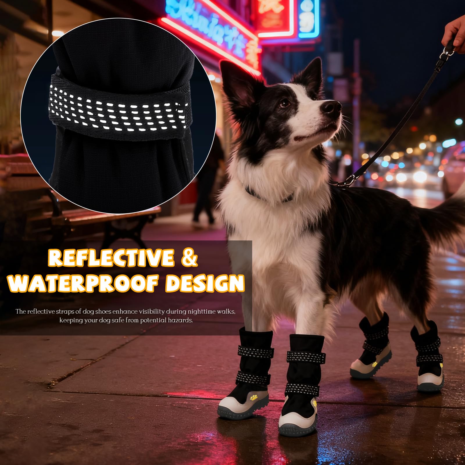 Diseño alto Fecialy, protege patas largas en nieve y frío.