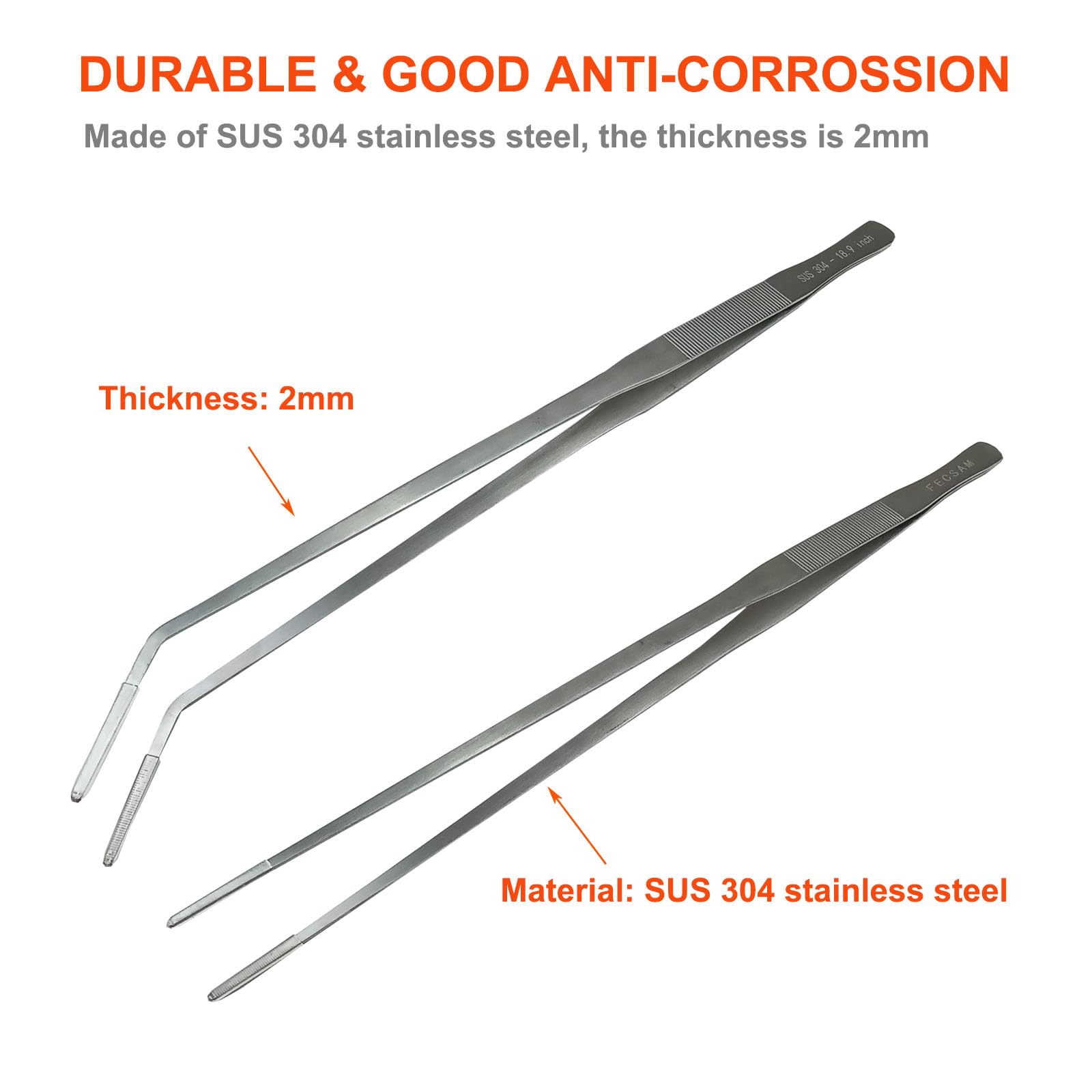Pinzas Fecsam anticorrosivas de acero 304, aptas para agua dulce y salada.