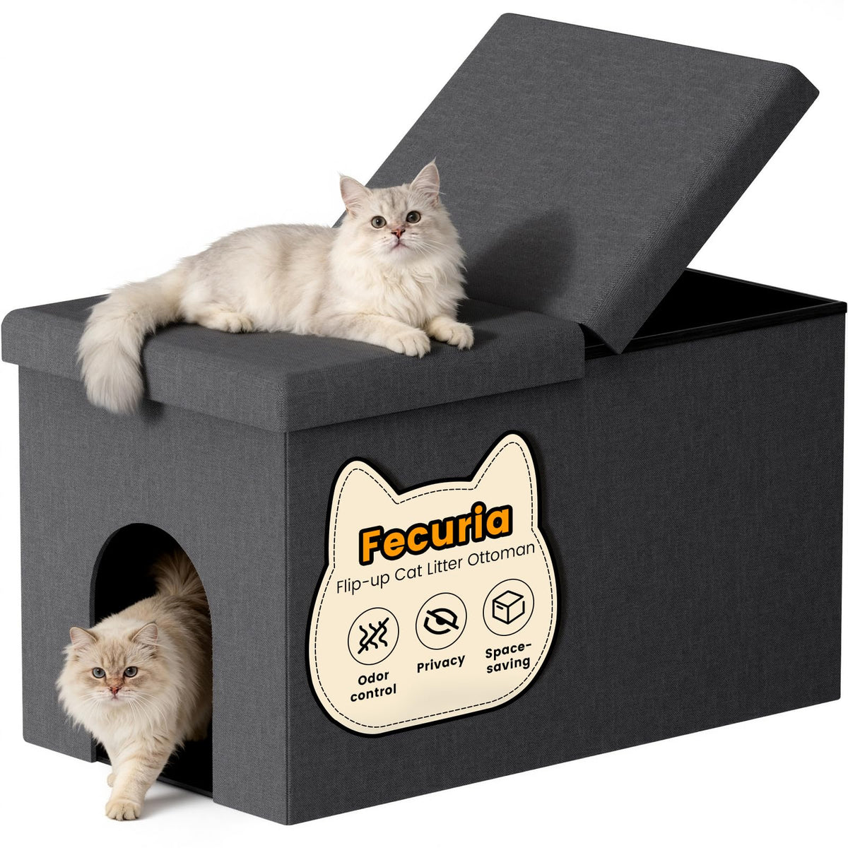 Fecuria: caja-de-arena-oculta 3-en-1 gris oscuro para salón.
