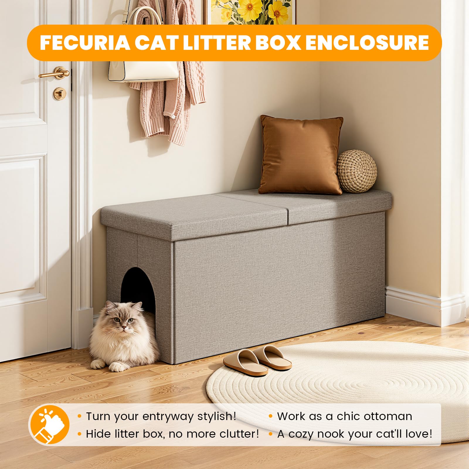 Fecuria: cajón de almacenamiento para arena de gato, organización en casa.