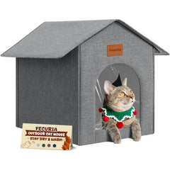 Fecuria casa-gato-exterior-impermeable ofrece refugio seguro al aire libre para felinos.