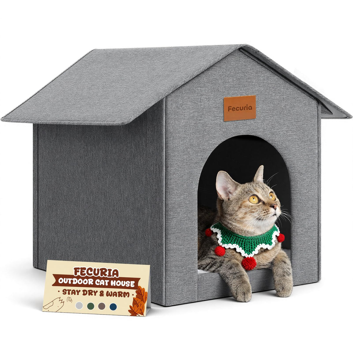 Fecuria casa-gato-exterior-resistente-al-clima para uso todo el año.