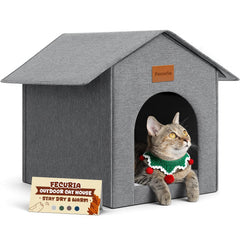 Fecuria casa-gato-exterior-resistente-al-clima para uso todo el año.