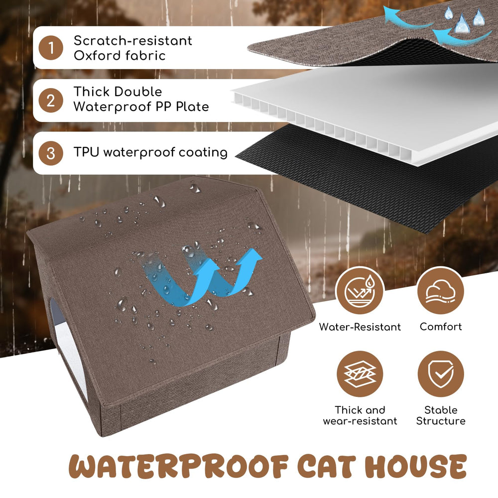 Casa Fecuria para gatos aislada, protección térmica para climas variables.