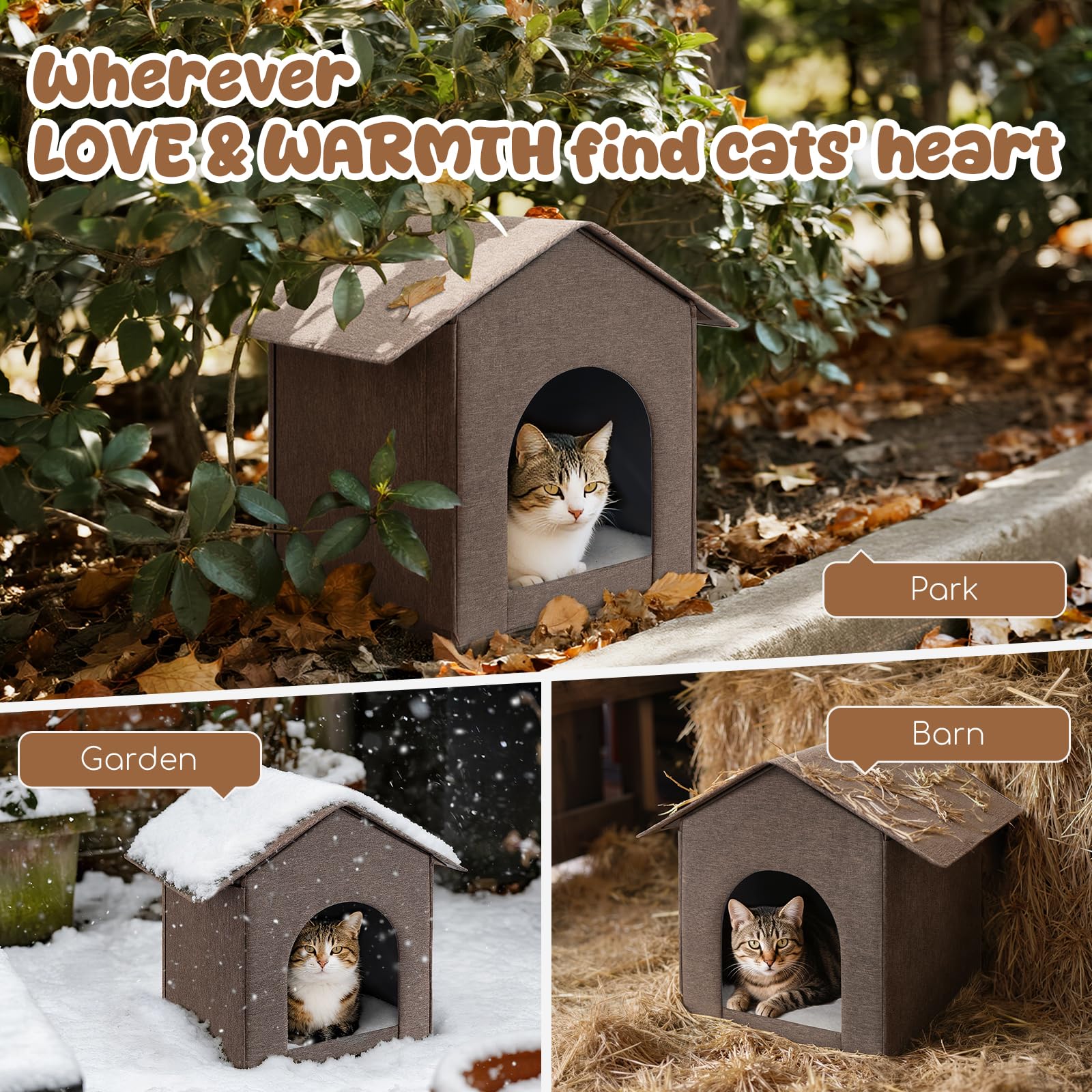 Casa Fecuria para gatos con dimensiones amplias para mascotas pequeñas.