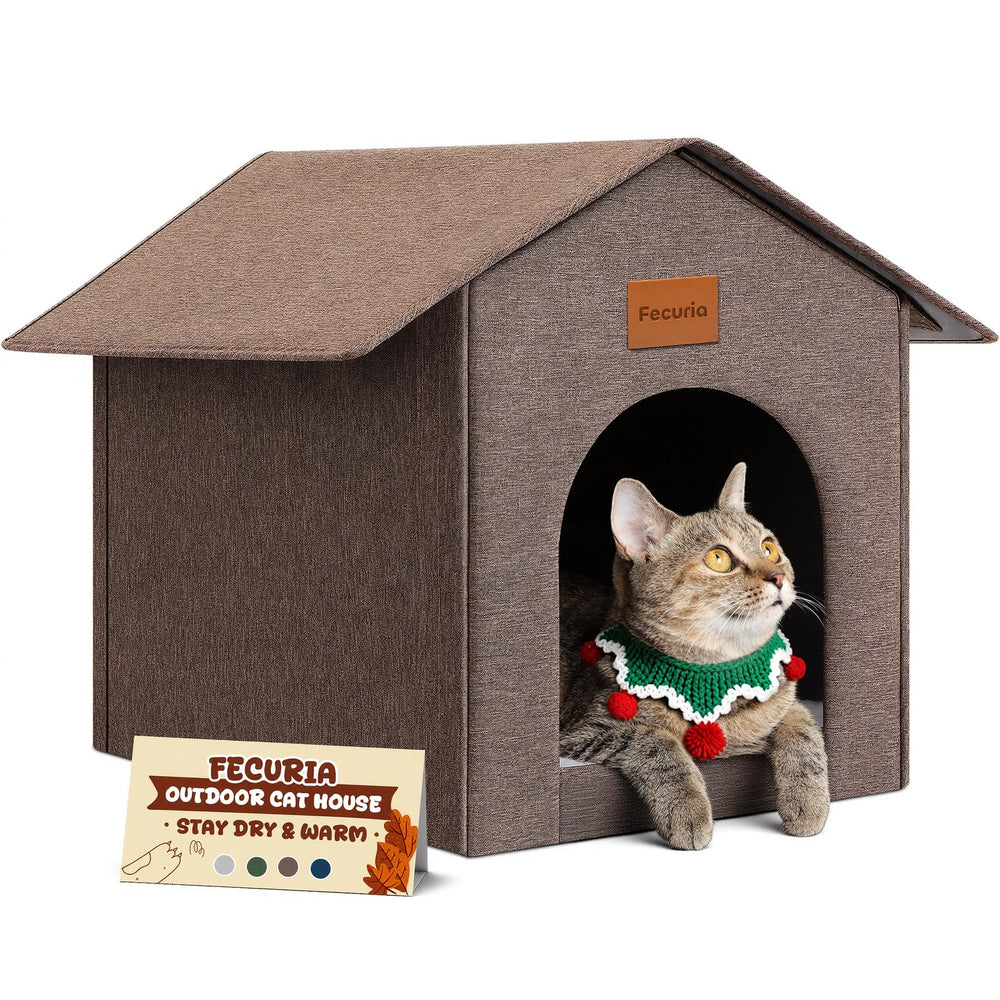 Casa Fecuria para gatos exterior resistente a la lluvia, refugio cómodo al aire libre.