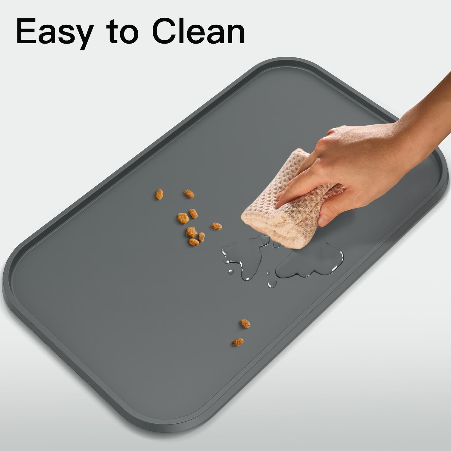 Feedoo borde elevado trapezoidal para contener migas y líquidos.