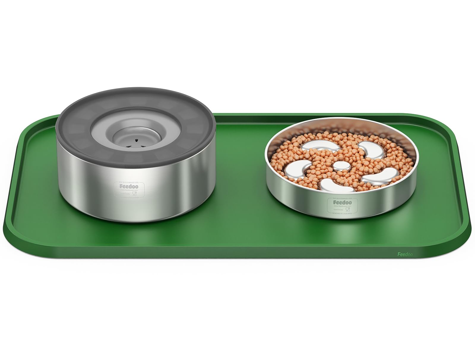 Estera Feedoo verde, diseño compatible con la decoración del hogar.