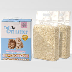 FEELING BEST arena de tofu para gatos con aglutinante eficiente para caja de arena limpia.