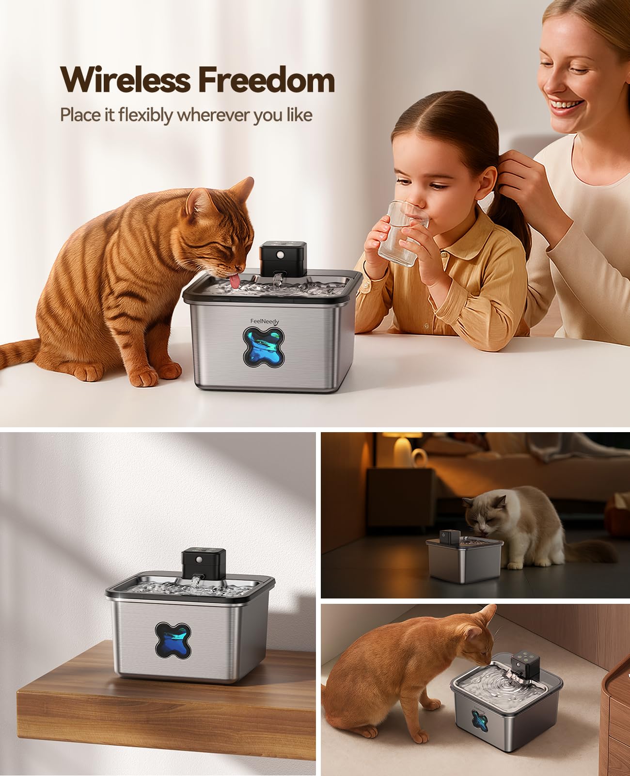 FEELNEEDY bebedero con batería de 4000 mAh ofrece uso inalámbrico