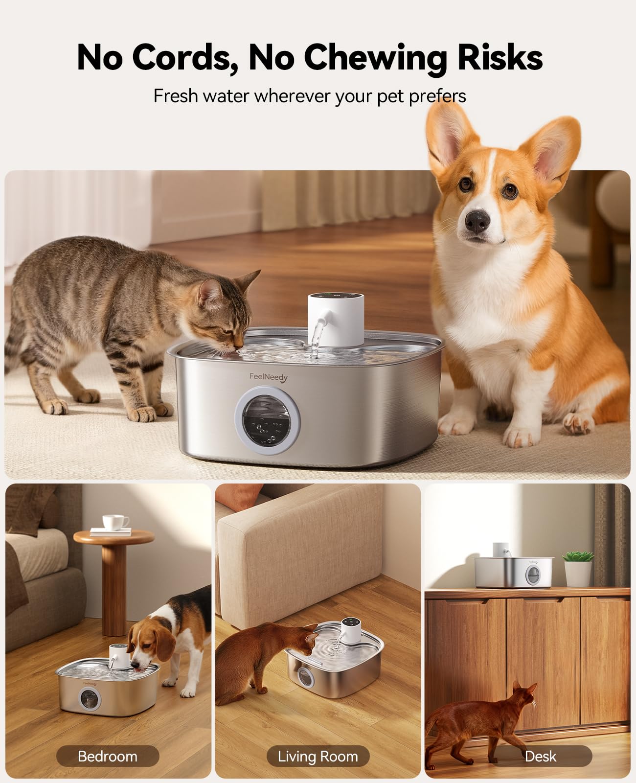 FEELNEDY bebedero de 8L, gran capacidad para varias mascotas.