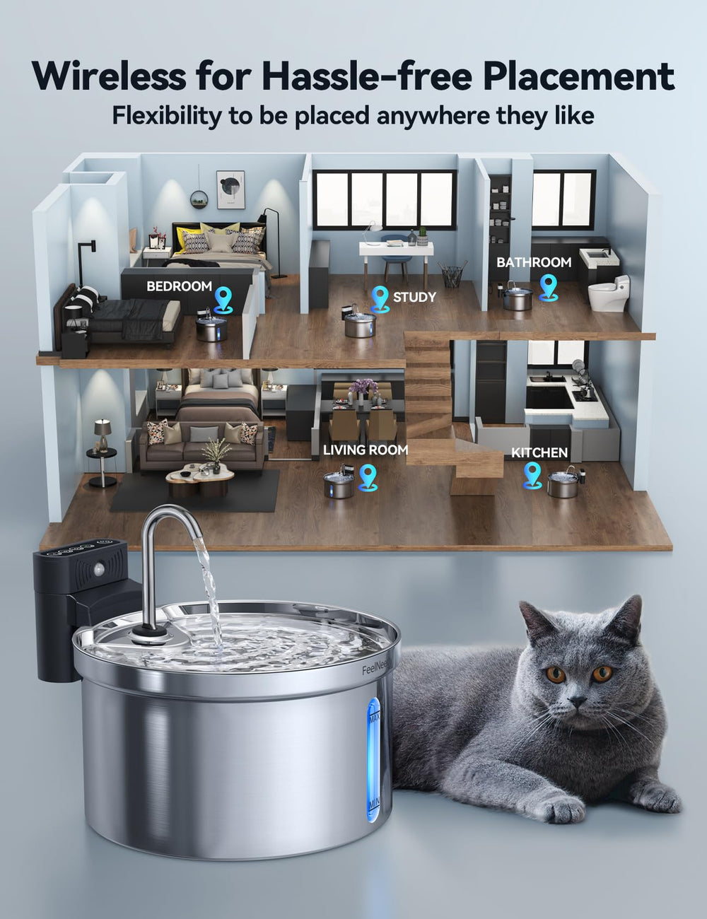 Capacidad de 3,5 L para satisfacer hidratación diaria de tu mascota.