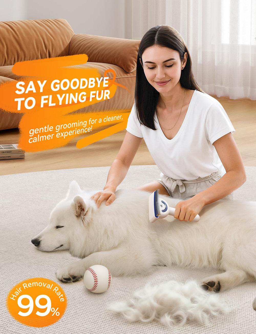 FEELNEEDY cepillo para perros, modo de vapor suave para enredos ligeros.