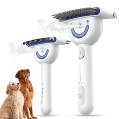 FEELNEEDY cepillo para perros con vapor, vista frontal, desenredado rápido sin tirones.